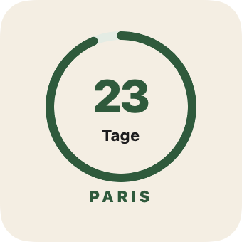 Kleines Widget mit Ring: noch 23 Tage bis Paris
